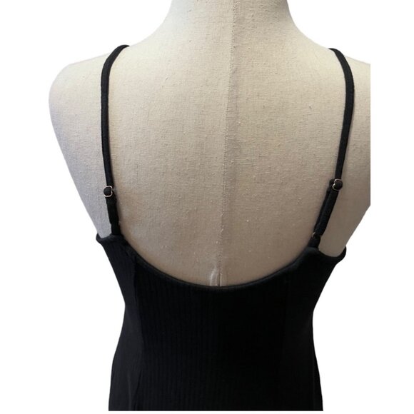 FREE PEOPLE Women Ribbed Snap Down Midi Dress Black MEDIUM Bamboo Viscose Cotton - Picture 7 of 12